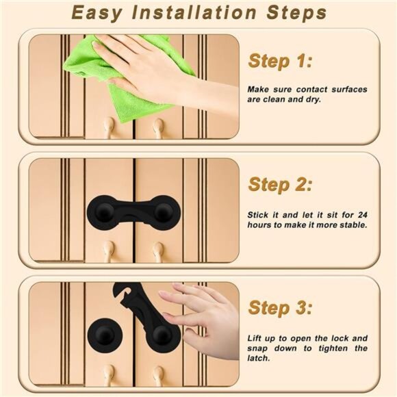 Child Safety Locks (10-Pack) - Baby Proof Cabinet Lock (No Drilling) 3M Adhesive - Picture 3 of 8